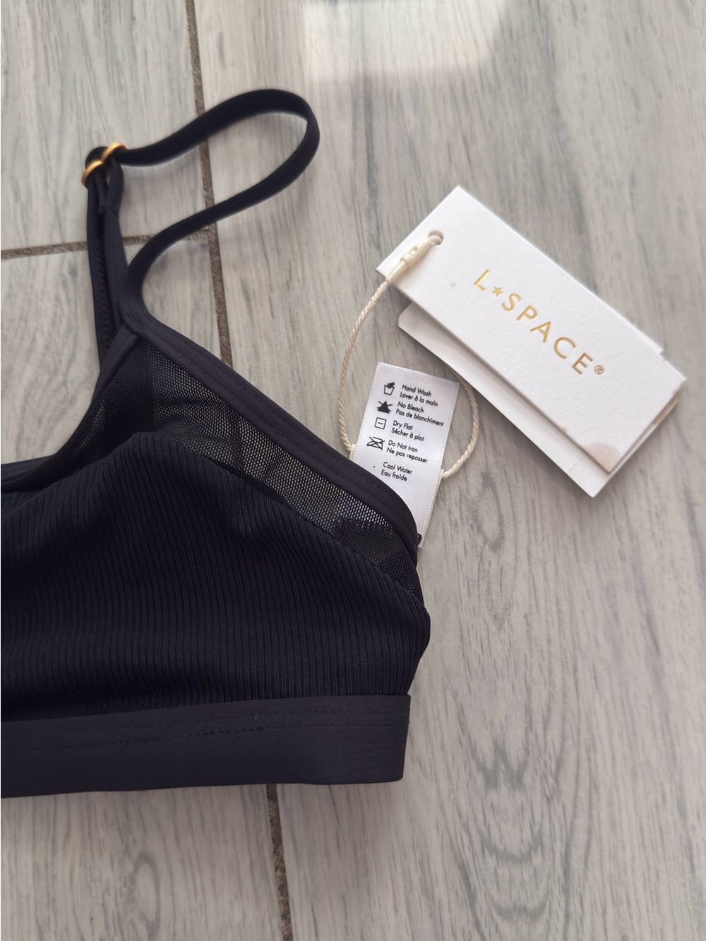 NWT L Space Sadie Ribbed Mesh Bikini Top S - Picture 2 of 10